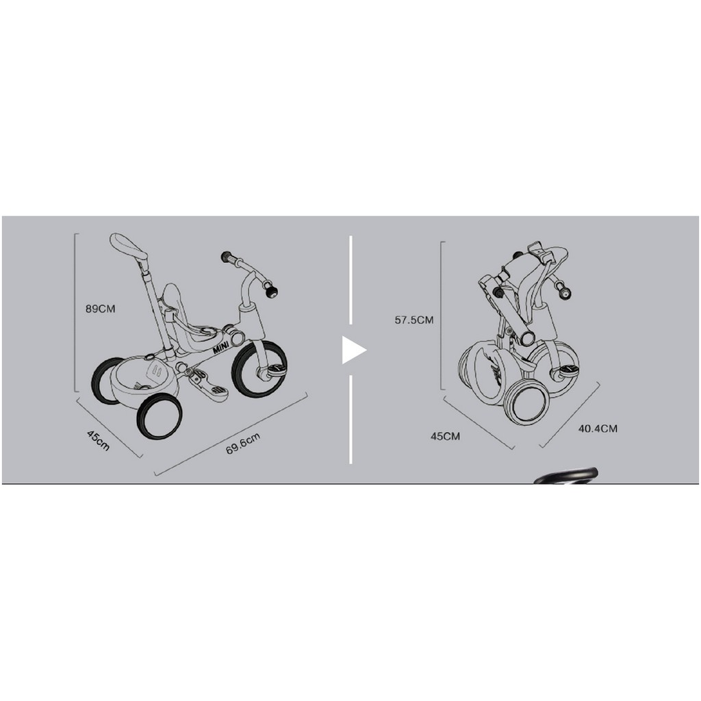 ภาพสินค้าMINI COOPER Fold Tricycle จักรยานฝึกปั่น ลิขสิทธิ์แท้ รุ่น 10Tricycle Bike สำหรับเด็ก 10เดือน - 3ปี จากร้าน pumpnom บน Shopee ภาพที่ 4