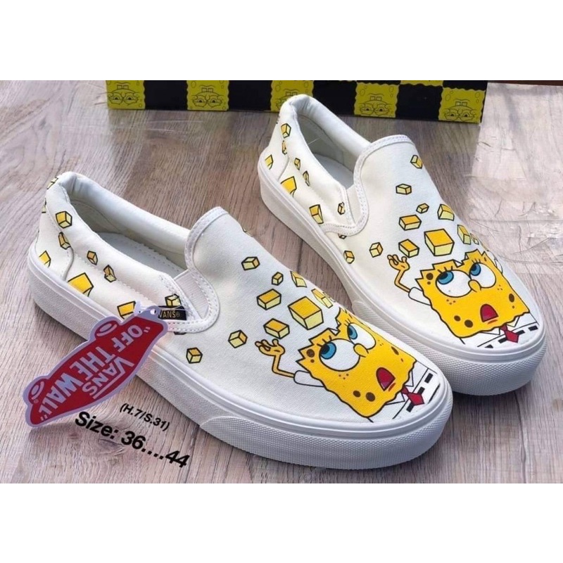 sales-35-รองเท้าผ้าใบ-vans-slip-on-spongebob-and-mickey-mouse-sneakers