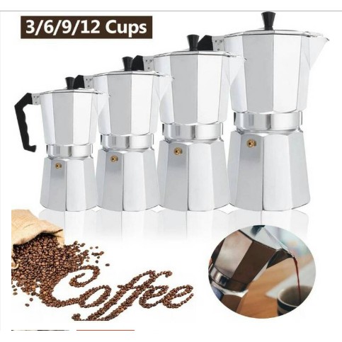 ราคาและรีวิวMoka pot กาต้มกาแฟสด3@6@ 9@12Cup ***สินค้าพร้อมส่ง***