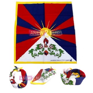 ผ้าพันคอ ผ้าโพกหัว ลายธงชาติธิเบต (Bandana Tibet Flag Scarf Headband)