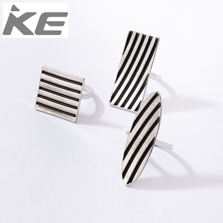 Simple jewelry drop stripe ring three-piece geometric square ring set for girls for women low