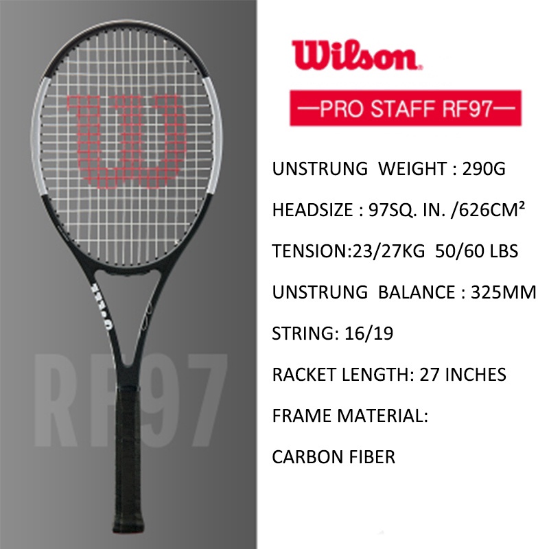 ภาพหน้าปกสินค้าไม้เทนนิสคาร์บอน Wilson Pro Staff Rf97 Federer สีแดงสีดําพร้อมเชือก จากร้าน momoers.th บน Shopee