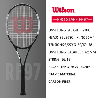 ภาพขนาดย่อของภาพหน้าปกสินค้าไม้เทนนิสคาร์บอน Wilson Pro Staff Rf97 Federer สีแดงสีดําพร้อมเชือก จากร้าน momoers.th บน Shopee