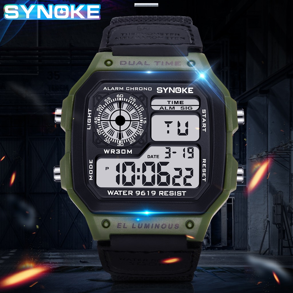 ภาพหน้าปกสินค้าSYNOKE นาฬิกาผู้ชายดิจิตอลนาฬิกาข้อมือทหารสแควร์ LED กีฬานาฬิกาชายนาฬิกา จากร้าน synoke_.th บน Shopee
