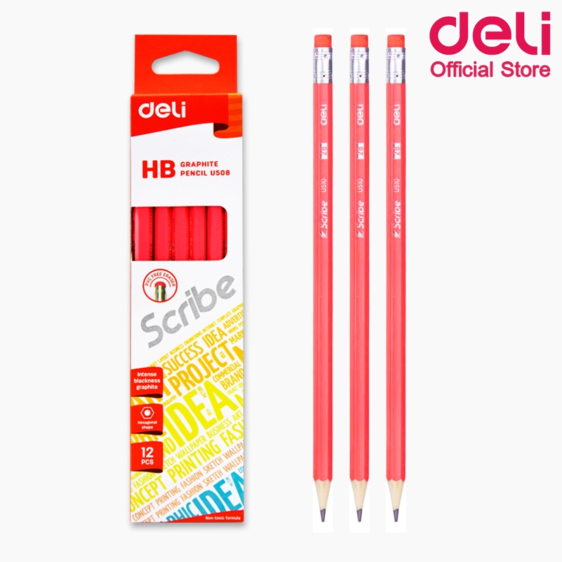 deli-u50800-graphite-pencil-hb-ดินสอไม้-hb-ทรงหกเหลี่ยม-แพ็ค-12-แท่ง-ดินสอ-เครื่องเขียน-อุปกรณ์การเรียน-ดินสอhb-school