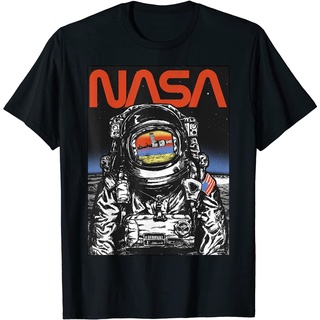 [2022]เสื้อยืดพิมพ์ลายเสื้อยืดเสื้อยืด ลายนักบินอวกาศ Nasa Moon Reflection สไตล์วินเทจย้อนยุค สําหรับผู้ชาย และผู้หญิง