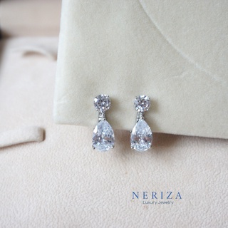 สินค้า Neriza Jewelry/ต่างหูหนีบเพชรสังเคราะห์ ประกายไฟเทียบเท่าเพชรแท้ จัดส่งฟรีพร้อมกล่องNE067