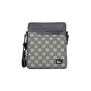 โปรโมชั่น : Playboy กระเป๋าสะพายข้างผู้ชาย ลิขสิทธิ์แท้ST-B231PBM233R2-GY ดีไซน์กระเป๋าลายตาราง สีเทา