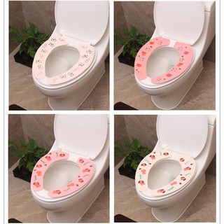 แผ่นสติกเกอร์ติดห้องน้ำ Four seasons universal toilet sticker แผ่นรองชักโครกลายการ์ตูนน่ารักแบบแปะฝาชักโครกแบบล้างทำความสะอาดได้และใช้ซ้ำได้