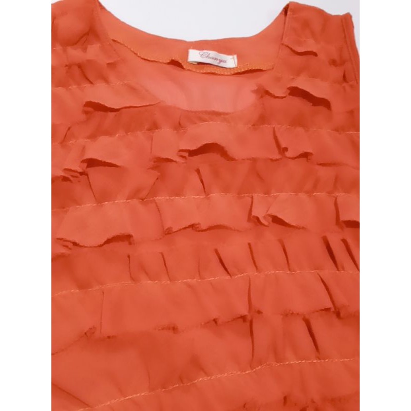 เสื้อกล้ามสีส้ม-แต่งระบายเป็นชั้น-ผ้าชีฟอง