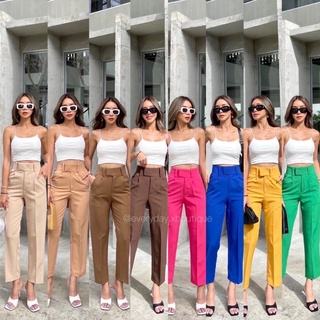 Amanda high-waist pants (380฿ฟรีส่ง) กางเกงขากระบอกเล็กเอวสูง8สีใหม่ ! ทรงสวยเป๊ะมาก