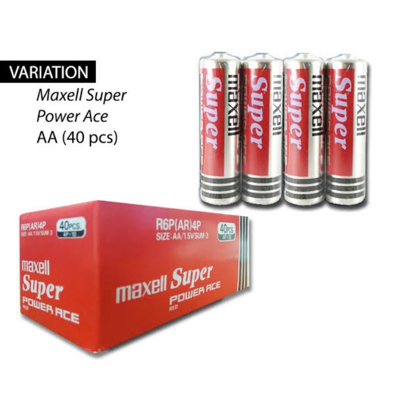 (ยกกล่อง40ก้อน) ถ่าน Maxell AA ( R6P) Super Power Ace 1.5V จำนวน 40 ...