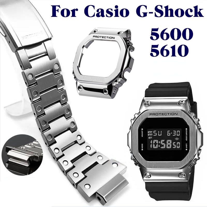 ภาพหน้าปกสินค้าเคสโลหะ พร้อมสายนาฬิกาข้อมือสเตนเลส สําหรับ Casio DW GW5000 DW5600 5610 GW5600E