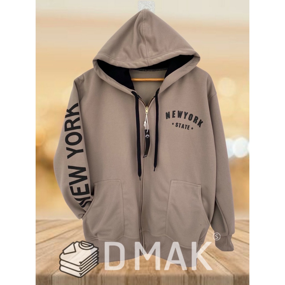 เสื้อฮู้ดแขนยาว เสื้อแขนยาว NEW YORK ของแท้(สกีนแขน) รุ่น A สีกากี เทาเข้ม ดำ กรม เขียว แดง ชมพู ม่วง