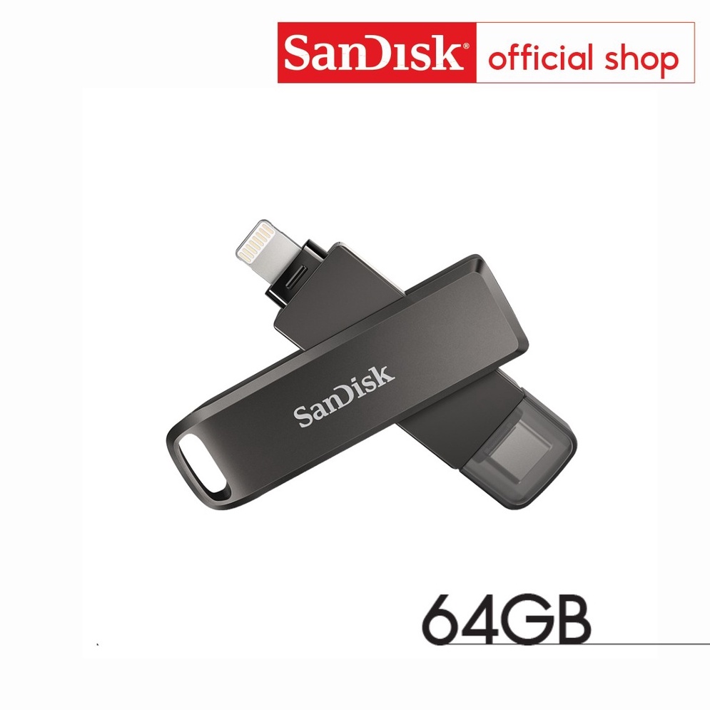 ภาพหน้าปกสินค้าSanDisk iXpand Flash Drive Luxe 64G (SDIX70N-064G-GN6NN) แฟลชไดรฟ์ 2 in 1 ใช้สำหรับ iPhone และ USB Type C