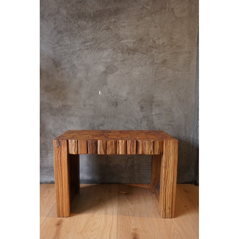 เก้าอี้ไม้สัก-โต๊ะกลาง-ลายจิีกซอล์-ขนาด-30-60-40-cm