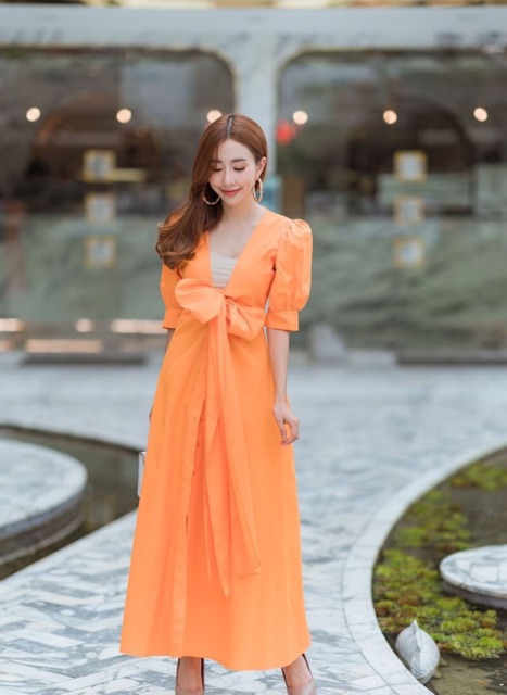 miosotis-dress-สี-ส้ม-ถ่ายจากสินค้าจริง