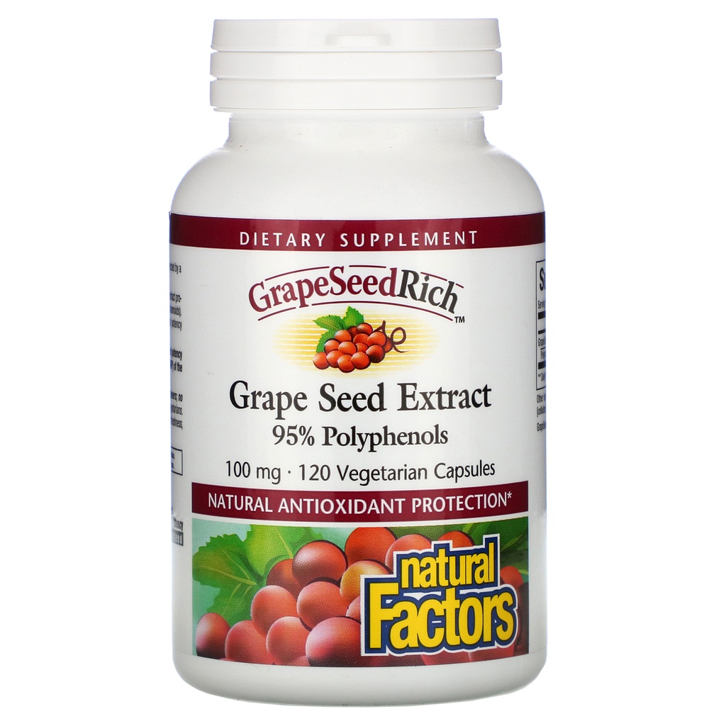ภาพหน้าปกสินค้าแท้ 100% 120 เม็ด สารสกัดเมล็ดองุ่น Natural Factors GrapeSeedRich Grape Seed Extract 100 mg 120 เม็ด (exp.03/25)
