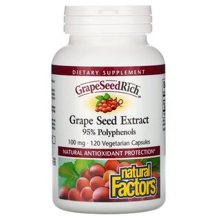 สินค้า 🔥แท้ 100% 120 เม็ด🔥 สารสกัดเมล็ดองุ่น Natural Factors GrapeSeedRich Grape Seed Extract 100 mg 120 เม็ด (exp.03/25)
