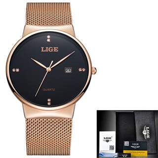 LIGE Men s Watches New luxury brand watch men Fashion sports quartz watch stainless steel mesh
