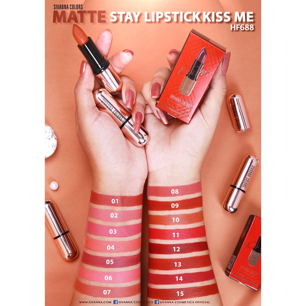 ภาพสินค้า️Sivanna Kiss Me Lip HF688 : lipstick ซิวานน่า ลิป 08 คิสมี ลิป x 1 ชิ้น dayse จากร้าน dayse บน Shopee ภาพที่ 7