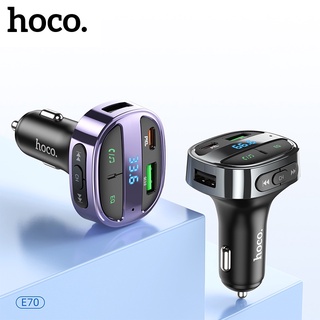 Hoco ของแท้ 100% E70 ที่ชาร์จในรถยนต์ บลูทูธไร้สาย 5.0 แฮนด์ฟรี หน้าจอ LCD บลูทูธ 5.0 FM QC4.0 QC3.0 PD30W รองรับ MP3 การ์ด TF ดิสก์ U AUX