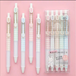 ปากกาเจลสีแบบกด0.5มิล M&amp;G มีเซท7 สี 6สีและ5สี ปลอกแบบสีเข้มและสีพาสเทล