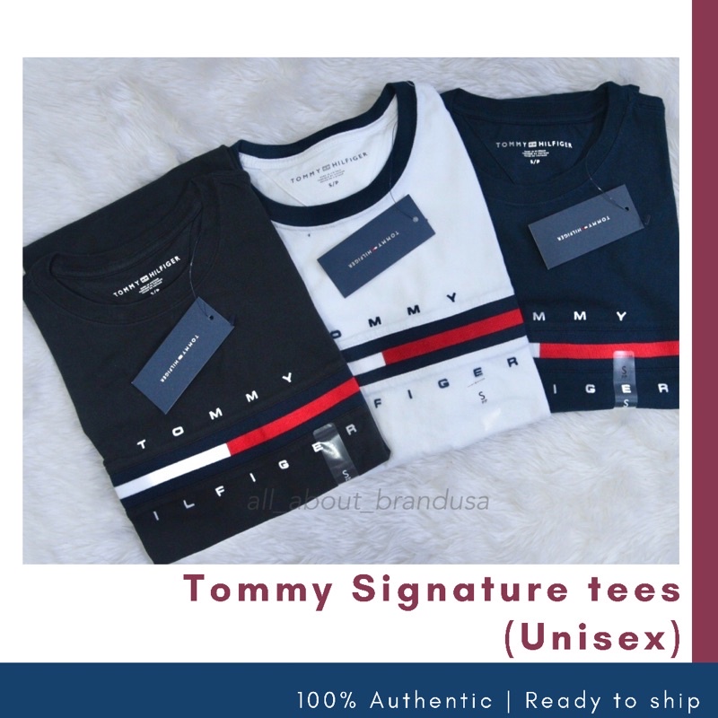 เสื้อยืด-tommy-hilfiger-signature-t-shirt-ของแท้-100