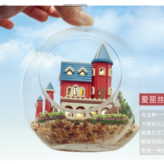 พร้อมส่งทันที บ้านจิ๋วในแก้วกลม Dream Castle+ ขาตั้ง ปราสาทจิ๋ว สวนขวด บ้านตุ๊กตา โมเดลบ้านจิ๋ว บ้านโหลแก้ว บ้านจิ๋ว