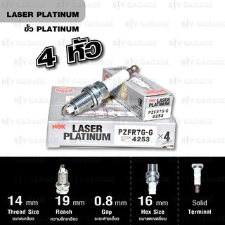 NGK หัวเทียน Laser Platinum ขั้ว Platinum PZFR7G-G ( 4 หัว ) - Made in Japan