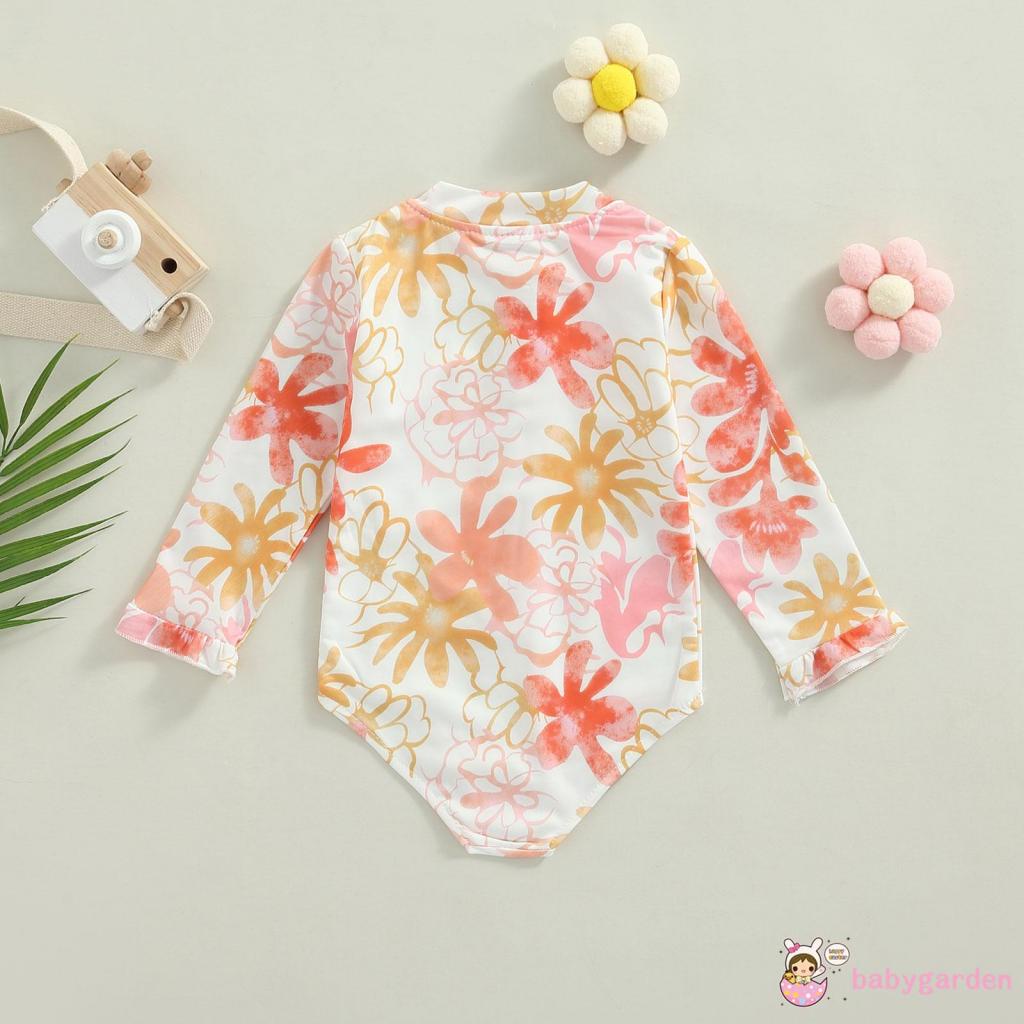 babygarden-1-5-ปี-ชุดว่ายน้ําเด็กผู้หญิง-แขนยาว-ชุดว่ายน้ําวันพีช-แฟชั่น-พิมพ์ลายดอกไม้-มีซิป-คอกลม-ชุดว่ายน้ํา