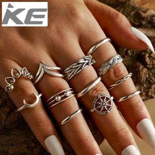 moon sun geometric love ring leaf V-shaped totem 13 thirteen-piece ring set for girls for wome