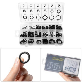 ยางโอริง 225pcs O-Ring Assortment Nitrile Rubber Washer Seals NBR Kit 18 Sizes in Black with a Re-Sealable Plastic Box