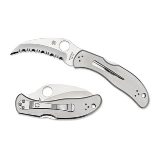 มีดพับ Spyderco Harpy Folding Knife VG10 Satin Serrated Blade, Stainless Steel Handles (C08S)