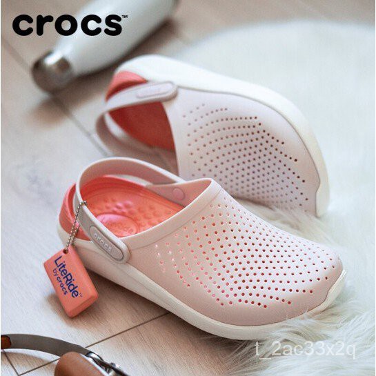 สินค้าอยู่ไทยพร้อมส่ง-literide-crocs-ของผู้หญิงรองเท้าชายหาดเปลือยสีชมพูรองเท้าชายหา0