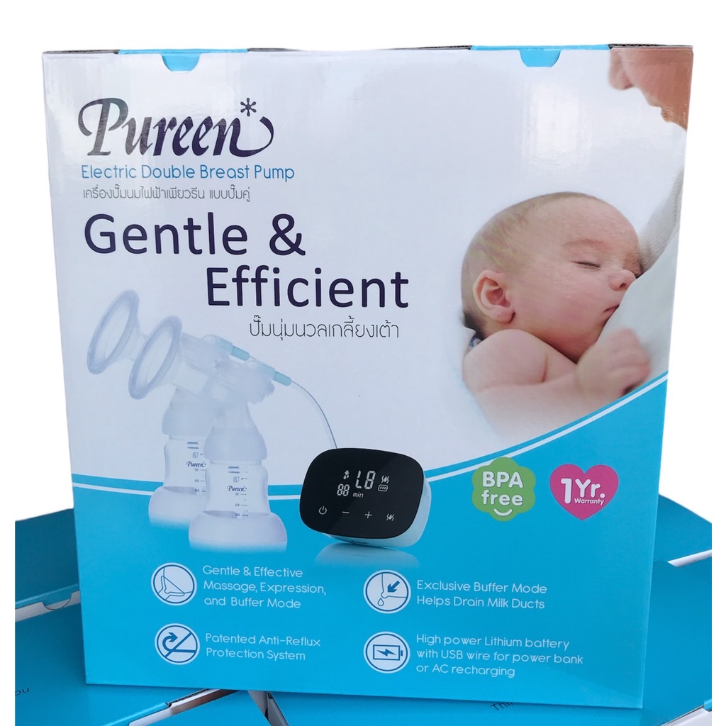 pureenเครื่องปั๊มนมไฟฟ้ารุ่นใหม่ล่าสุด-แบบปั๊มคู่-รหัส-6010-ประกัน-1-ปี