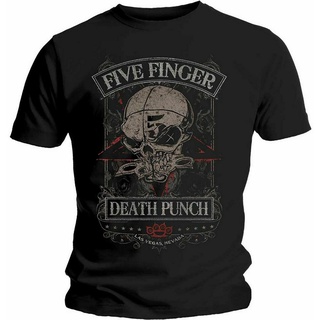 เสื้อยืดลําลอง แขนสั้น คอกลม พิมพ์ลายวงร็อค Death Punch สีดํา FFDP