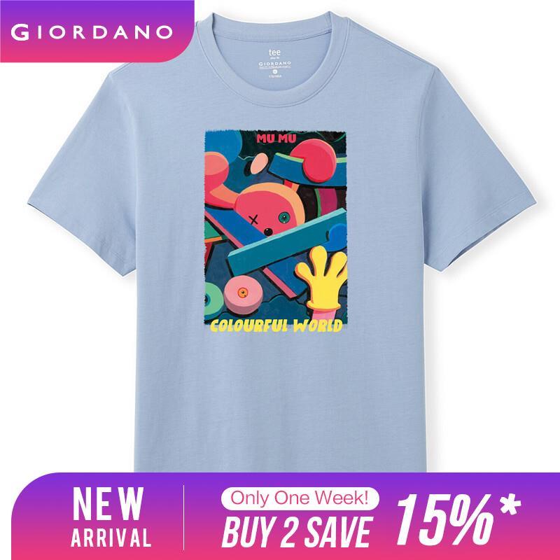 giordano-men-liuhailun-series-t-shirts-breathable-short-sleeves-t-shirts-printed-graphic-ribbed-crewneck-comfy-t-shirts