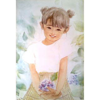 โปสเตอร์ ภาพวาด สีน้ำ เด็กหญิง น่ารัก Japanese Kawaii Cute Girl Kid Watercolor POSTER 20”x30” Illustration Drawing