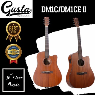 (มีของแถมพิเศษ) Gusta DM1C / DM1CE II กีตาร์โปร่ง /โปร่งไฟฟ้า ฟรีกระเป๋าและอุปกรณ์ 3rd Floor Music