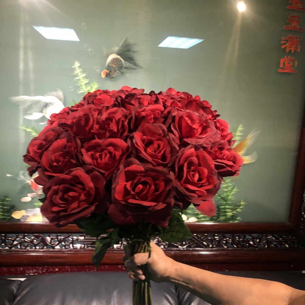 ดอกกุหลาบสีแดงดอกใหญ่-กุหลาบวาเลนไทน์-ดอกไม้ประดิษฐ์เกรดพรีเมี่ยม-artificial-red-rose