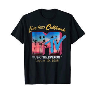 tshirtเสื้อยืดคอกลมฤดูร้อนMTV Live From California Logo สิงหาคม 1988 เสื้อยืดลายกราฟฟิก(1)|เสื้อยืด| -Sto4XL