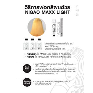 ภาพขนาดย่อของภาพหน้าปกสินค้าNIGAO Bleaching Cream Maxx Light  นิกาโอะ แม็กซ์ ไลท์ ครีม ฟอกสีผม กัดสีผม สีย้อมผม 100 ml. จากร้าน nigao.brand บน Shopee ภาพที่ 4
