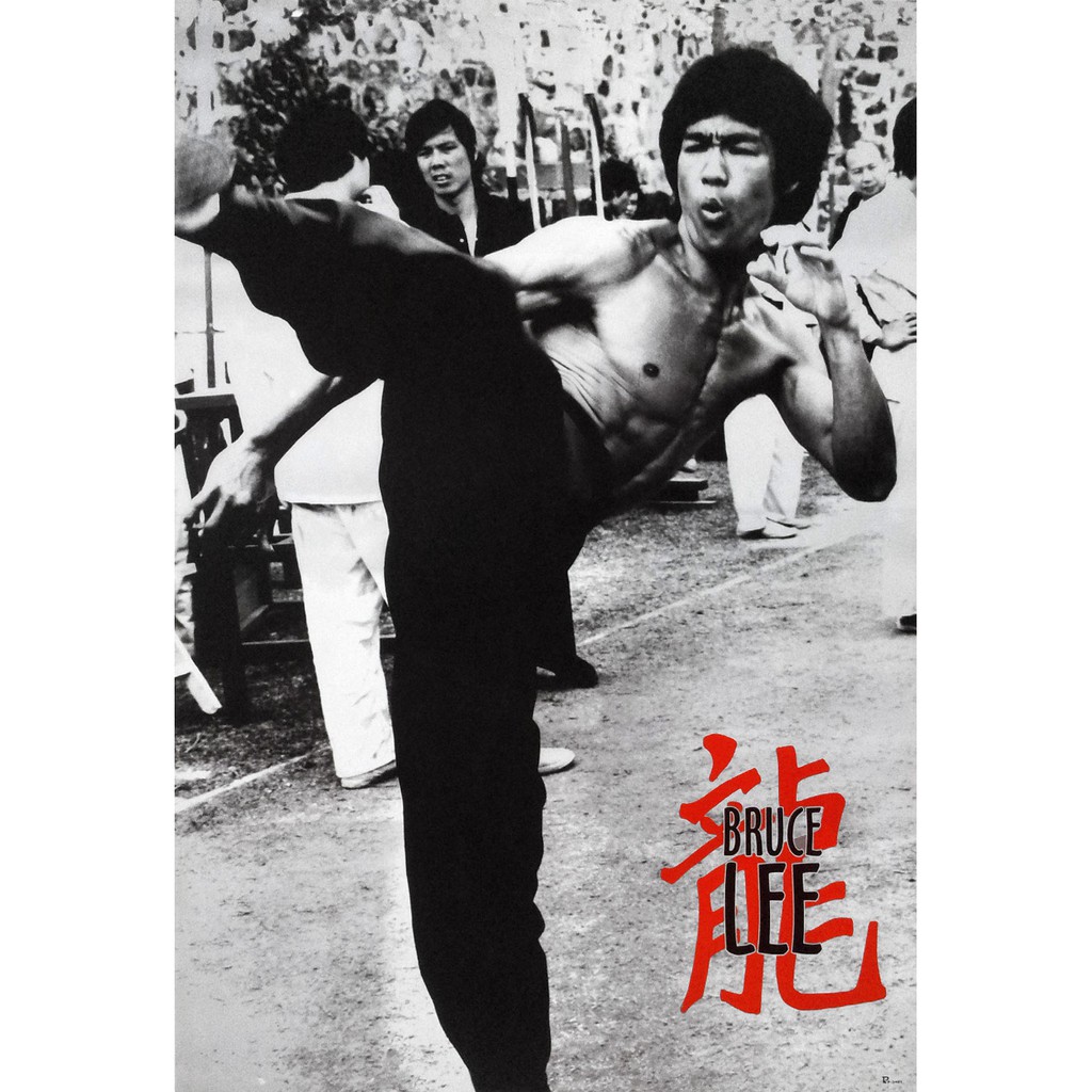 โปสเตอร์-ดารา-หนัง-บรูซลี-bruce-lee-kicking-shortcut-movie-poster-21-x31-kung-fu-fighting