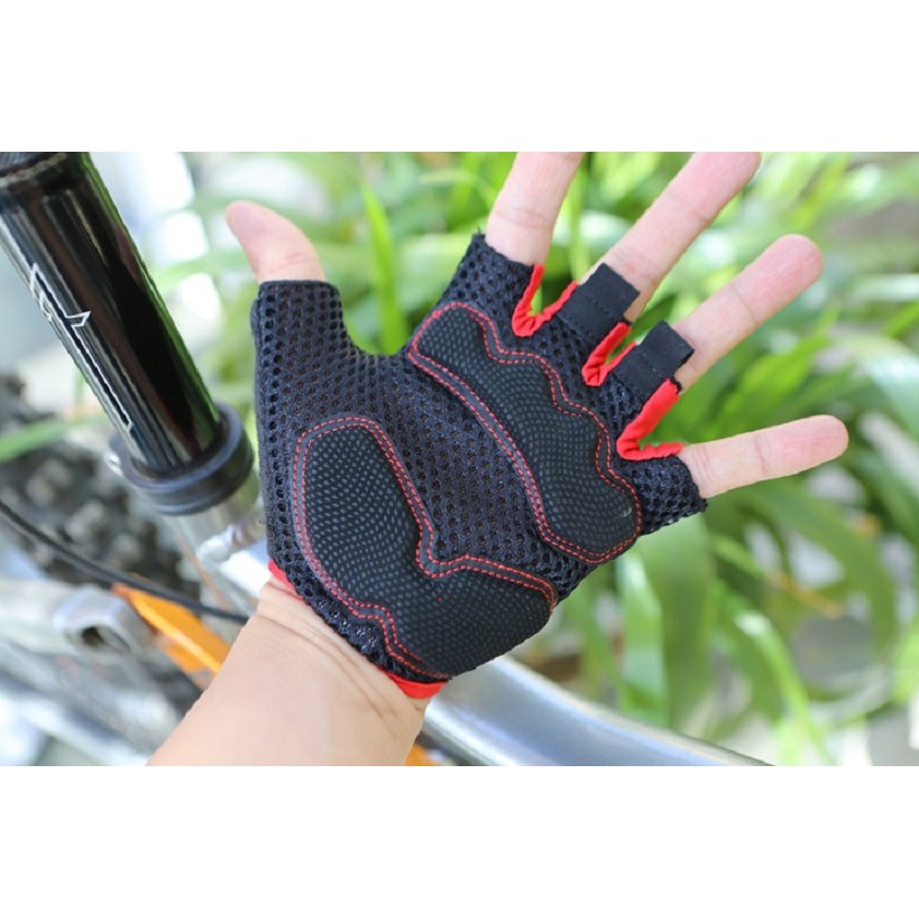 ถุงมือฟิตเนส-ขี่จักรยาน-ขี่มอเตอร์ไซด์-สีแดง-motorcycle-gloves-d37-red