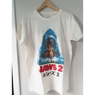 เสื้อยืดผ้าฝ้ายพิมพ์ลายขายดี คอลูกเรือเสื้อยืดคอกลมเสื้อยืด Jaws T-shirtผ้าฝ้ายแท้