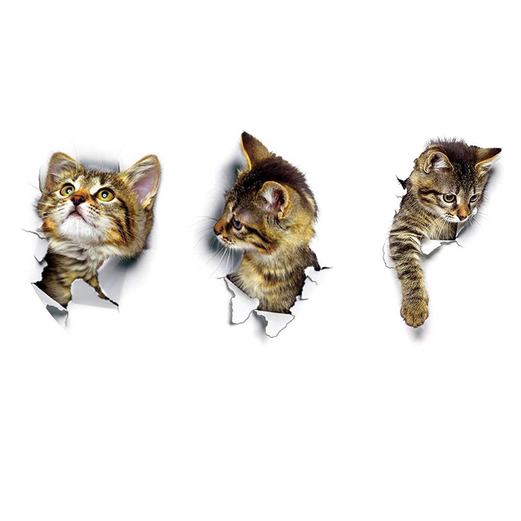 สติกเกอร์-diy-รูปแมว-3d-สำหรับติดในห้องน้ำ-ประดับห้องเด็ก