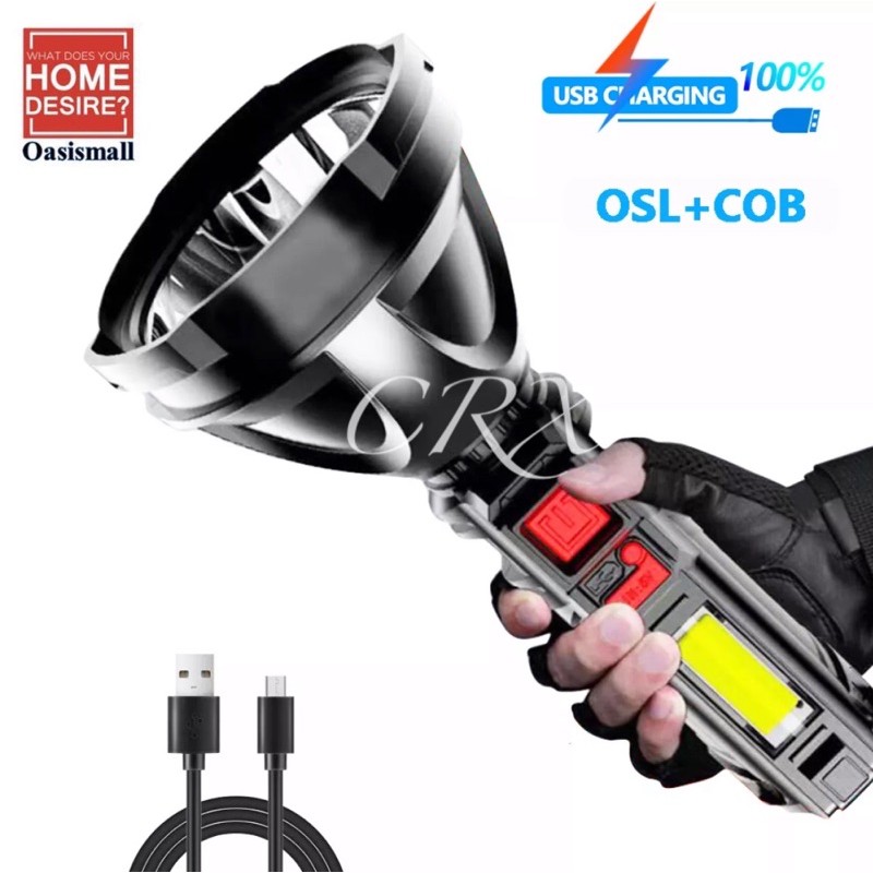 ภาพหน้าปกสินค้า830 ไฟฉายแรงสูง USB Charging Flashlight OSL+COB blub ให้ความสว่างมาก น้ำหนักเบา