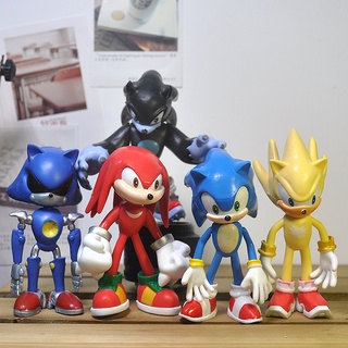 ฟิกเกอร์ Super Sonic the Hedgehog Game Action Figures ของเล่นสําหรับเด็ก 6 ชิ้น