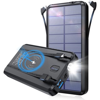 🇯🇵Solar Charger, 30,000 mAh,🇯🇵 Large Capacity, Solar Charger, Built-in Cable, 🇯🇵(Type-C/Lightn